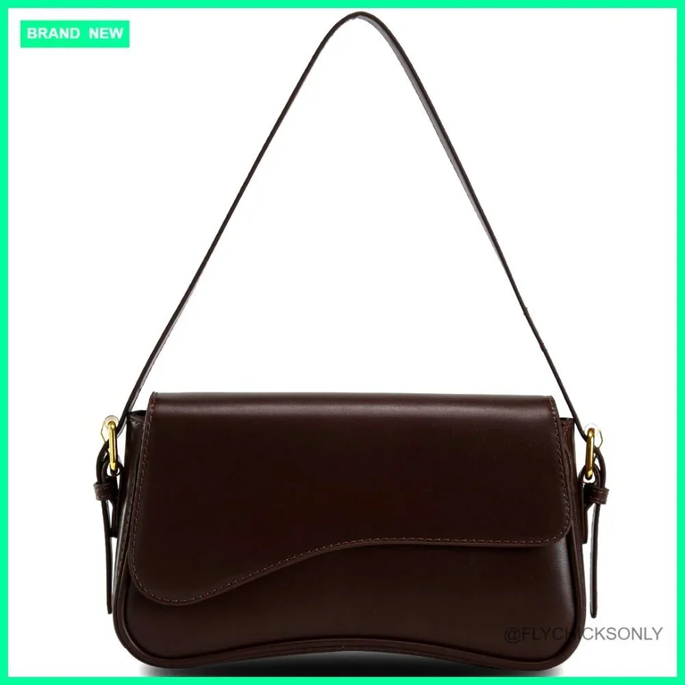 PU Leather Hobo Shoulder Bag with Adjustable Straps, 3 Compartments - Picture 1 of 7
